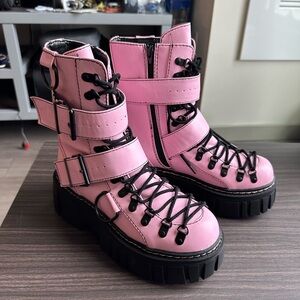 Brand new dolls kill pink pink platform boots